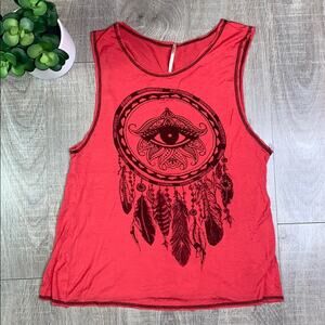 JC FITS INC Women's Red And Black Dream Catcher Tank Top